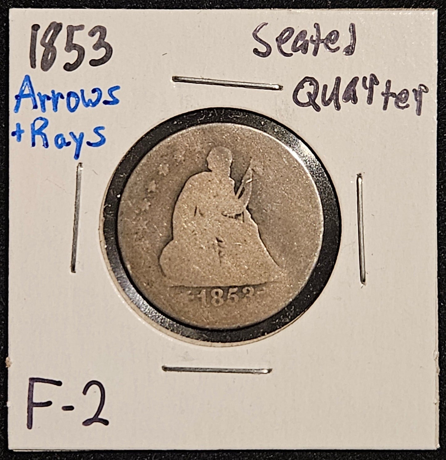 1853 Seated Liberty Quarter Arrows + Rays Fair-2 5124.2-A — Obverse