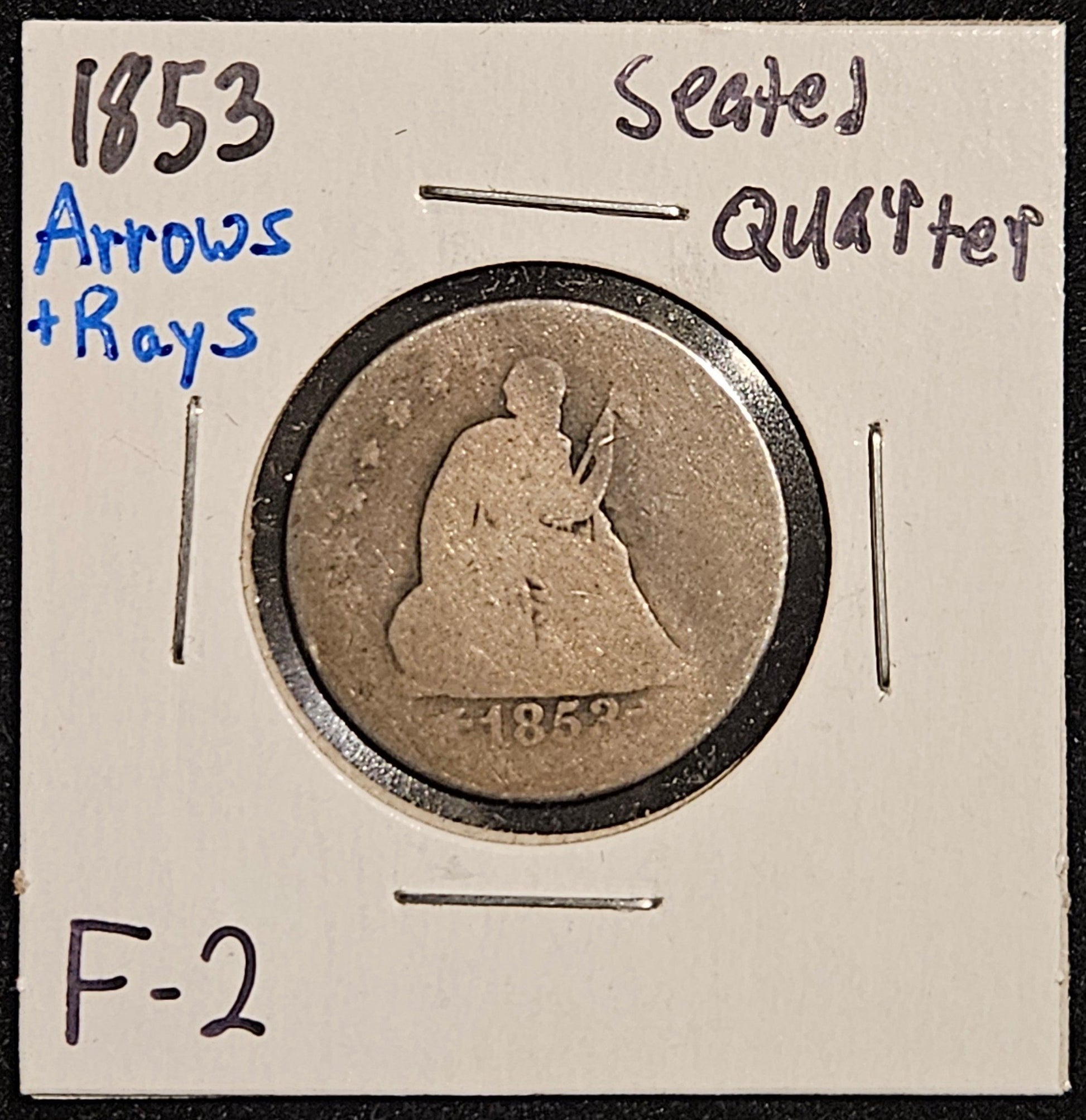 1853 Seated Liberty Quarter Arrows + Rays Fair-2 5124.2-A — Obverse