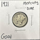 1921 Mercury Dime 4479.D6-A — Obverse