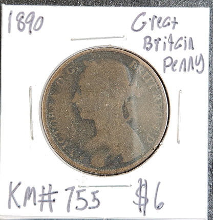 1890 Great Britain Penny 86G2 — Obverse
