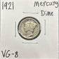 1921 Mercury Dime 4479.8-B — Obverse