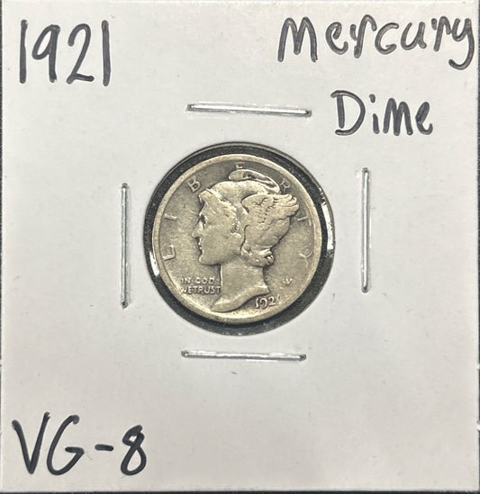 1921 Mercury Dime 4479.8-B — Obverse