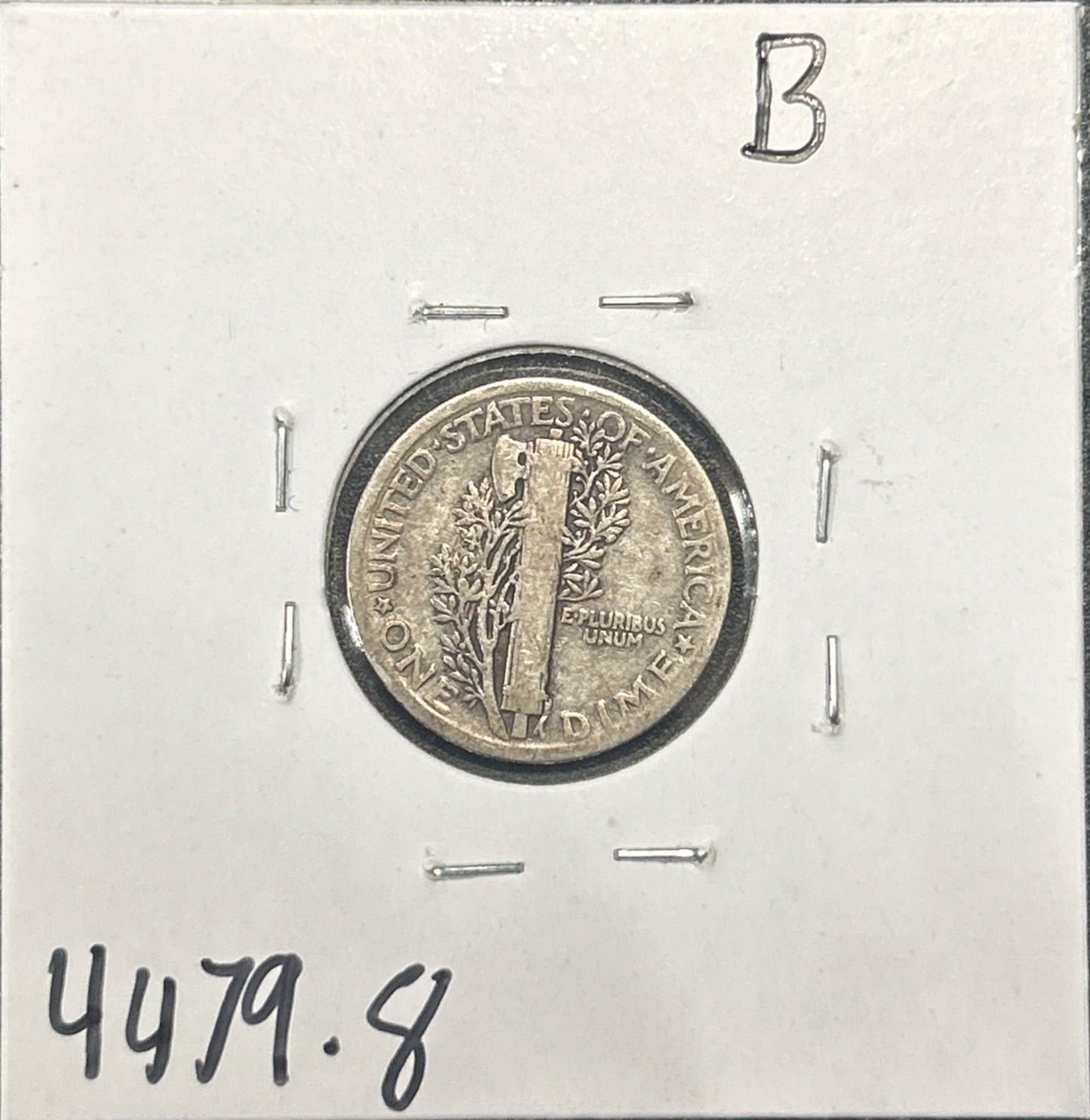 1921 Mercury Dime 4479.8-B — Reverse