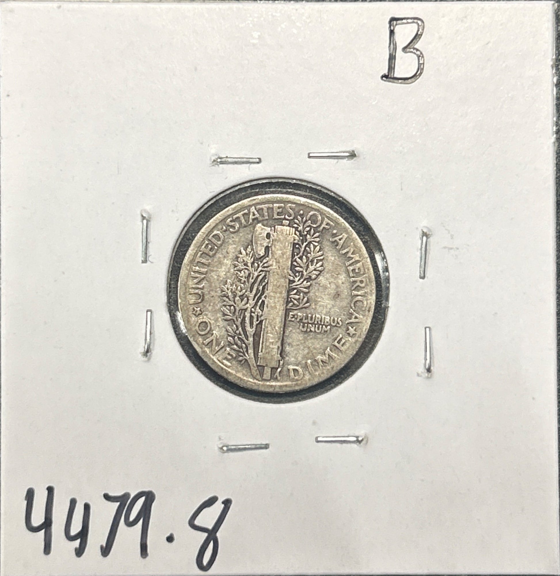 1921 Mercury Dime 4479.8-B — Reverse