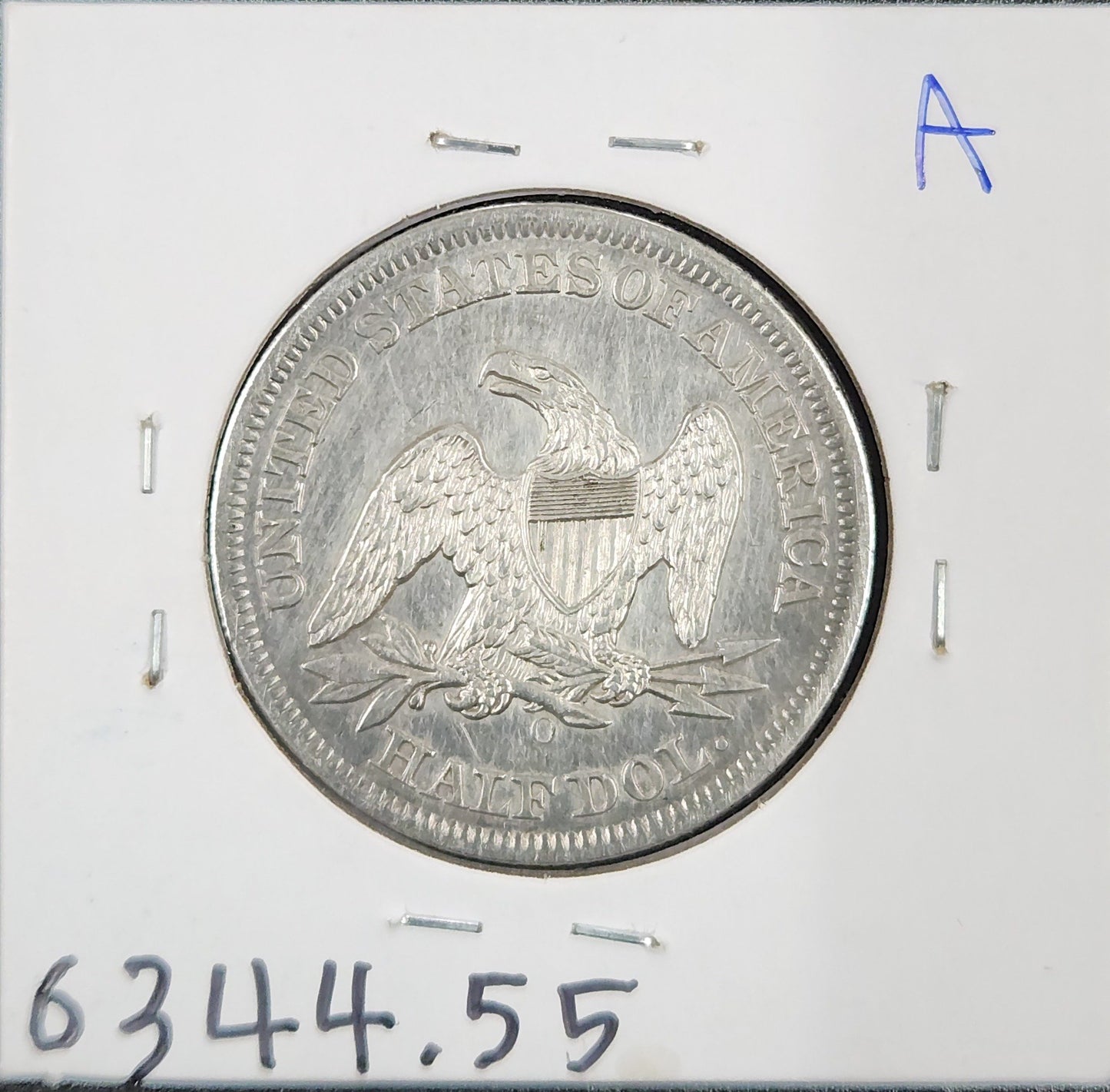 1860 O Liberty Seated Half Dollar AU Scratched 6344.55-A — Reverse