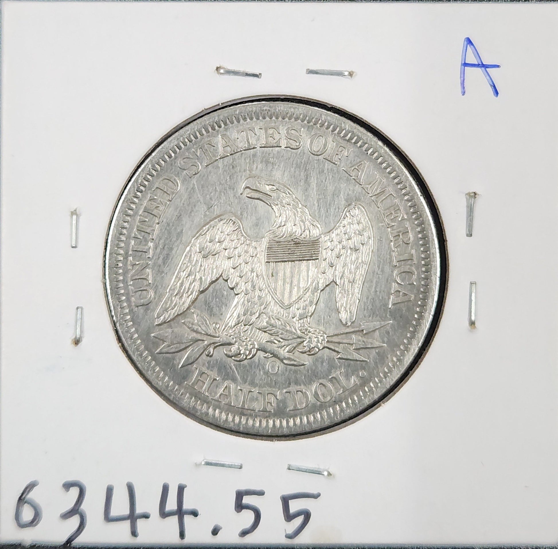 1860 O Liberty Seated Half Dollar AU Scratched 6344.55-A — Reverse