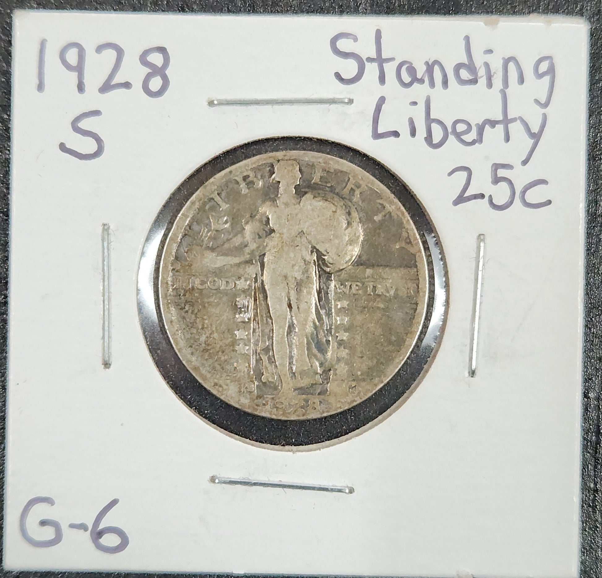 1928 S Standing Liberty Quarter G-6 5601.6-A — Obverse