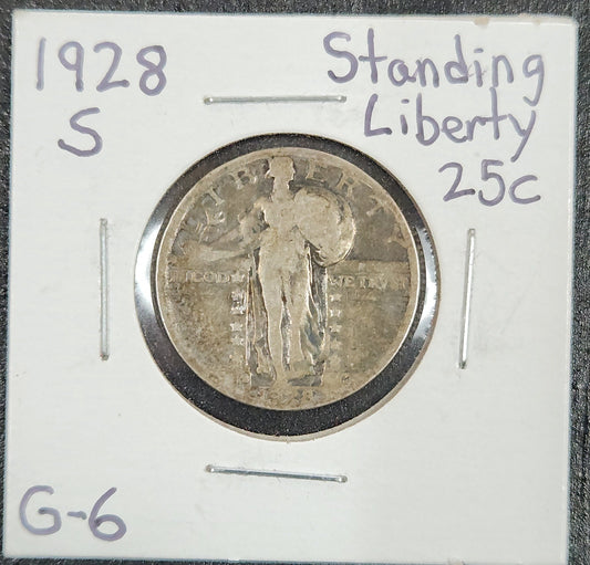 1928 S Standing Liberty Quarter G-6 5601.6-A — Obverse