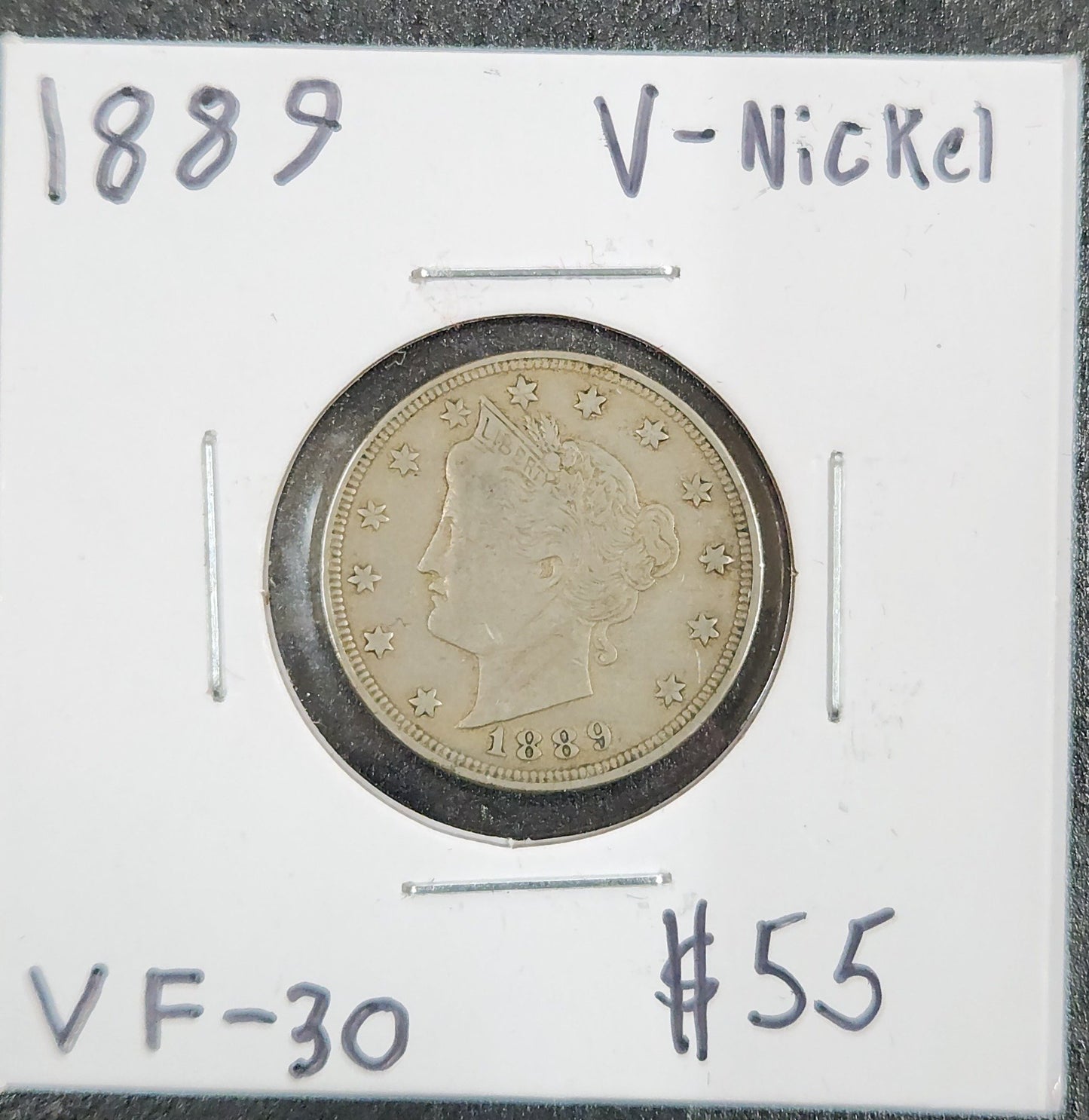 1889 V Nickel VF-30 2954.30-A — Obverse