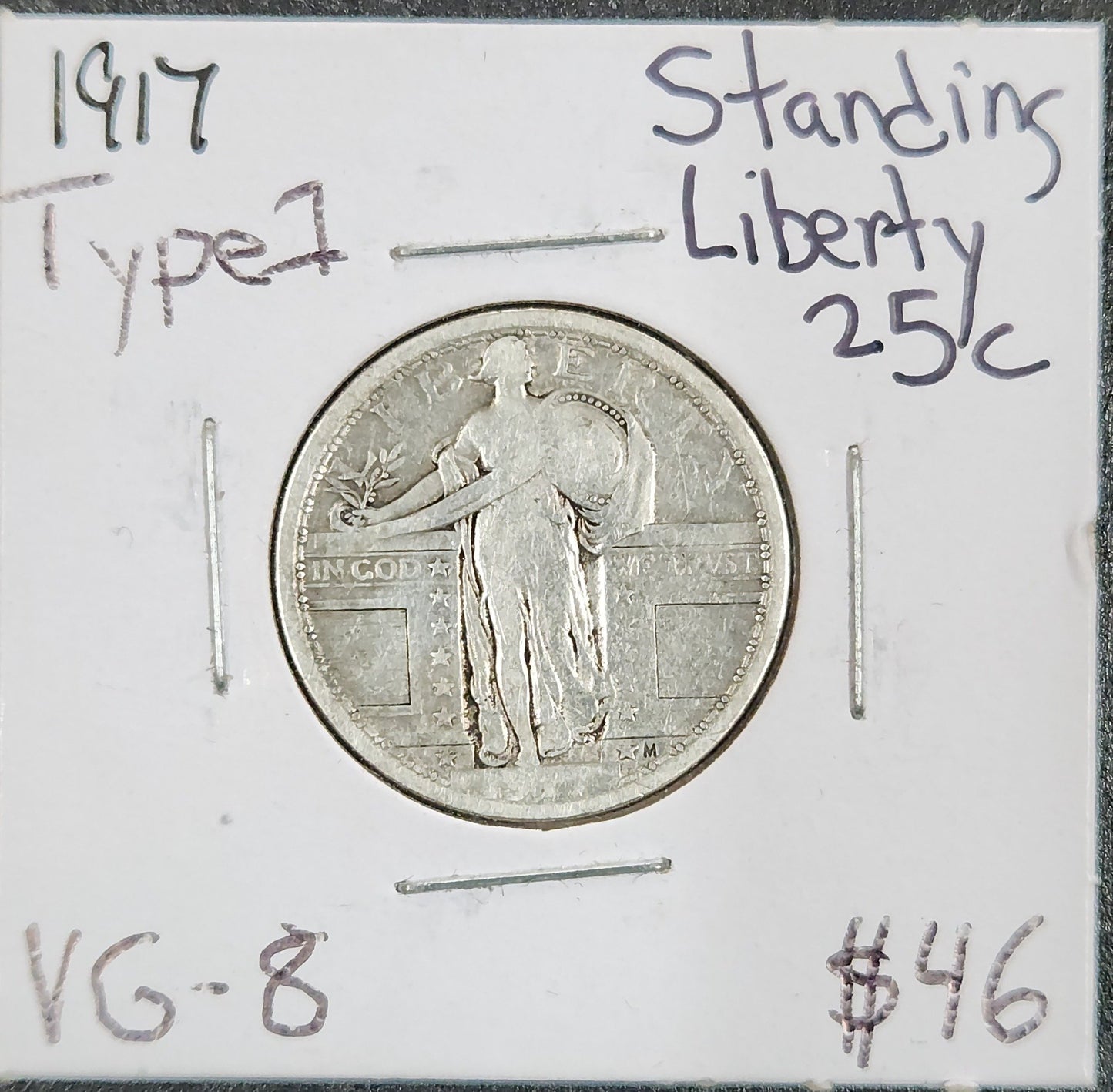 1917 Type 1 Standing Liberty Quarter VG-8 5535.8-A — Obverse