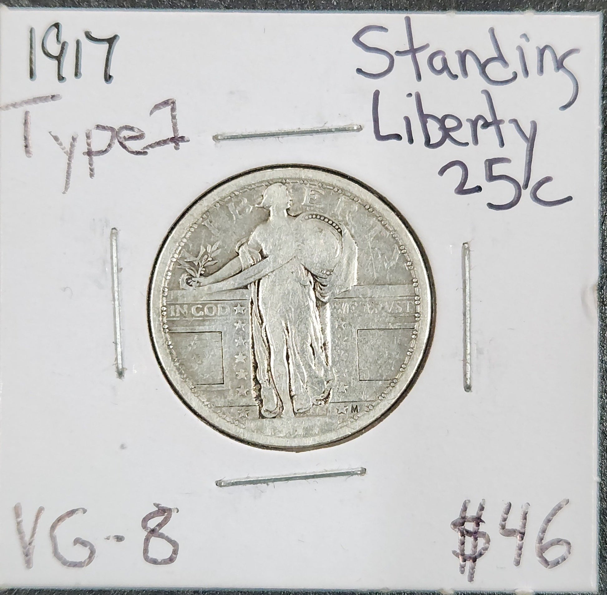 1917 Type 1 Standing Liberty Quarter VG-8 5535.8-A — Obverse
