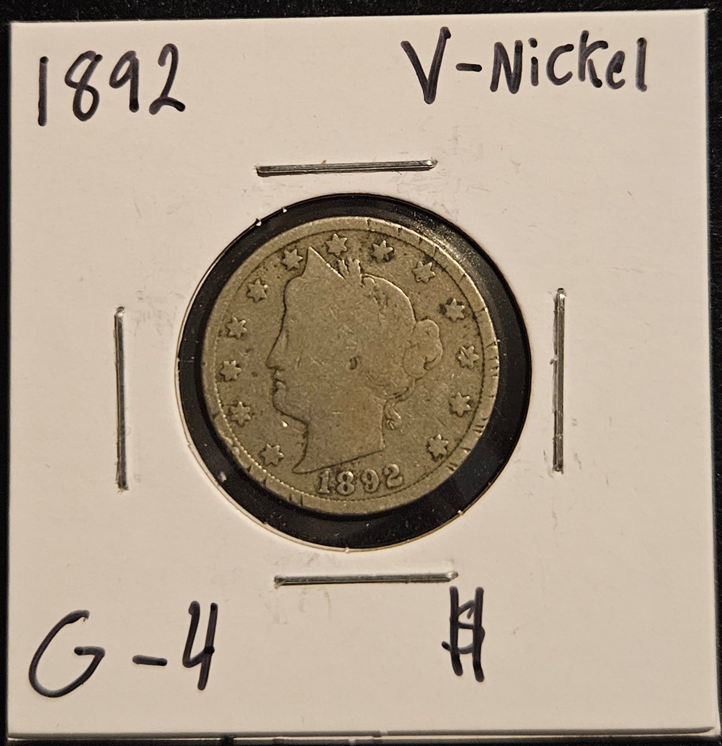 1892 Liberty V-Nickel G-4 2957.4-A — Obverse