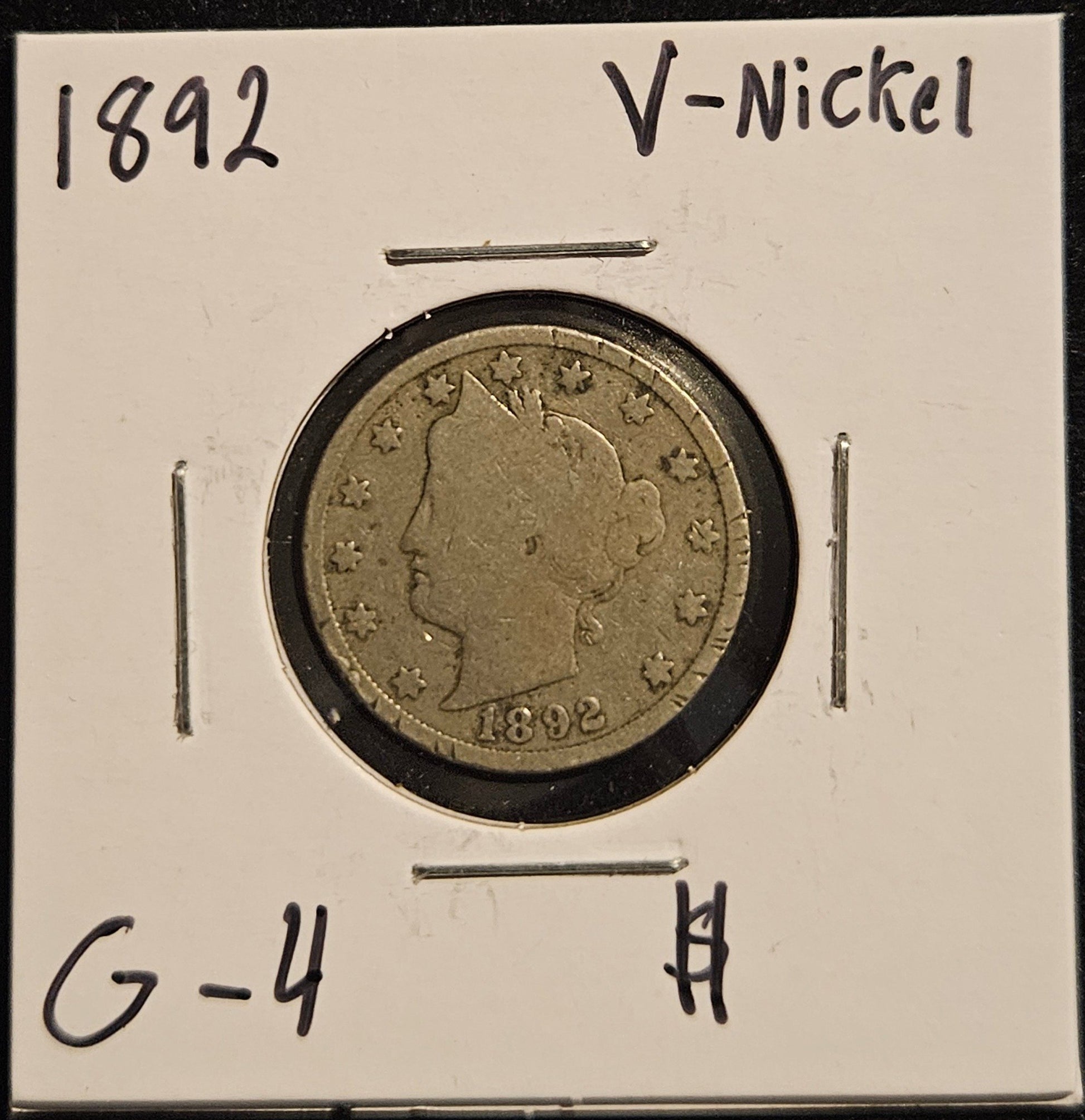 1892 Liberty V-Nickel G-4 2957.4-A — Obverse