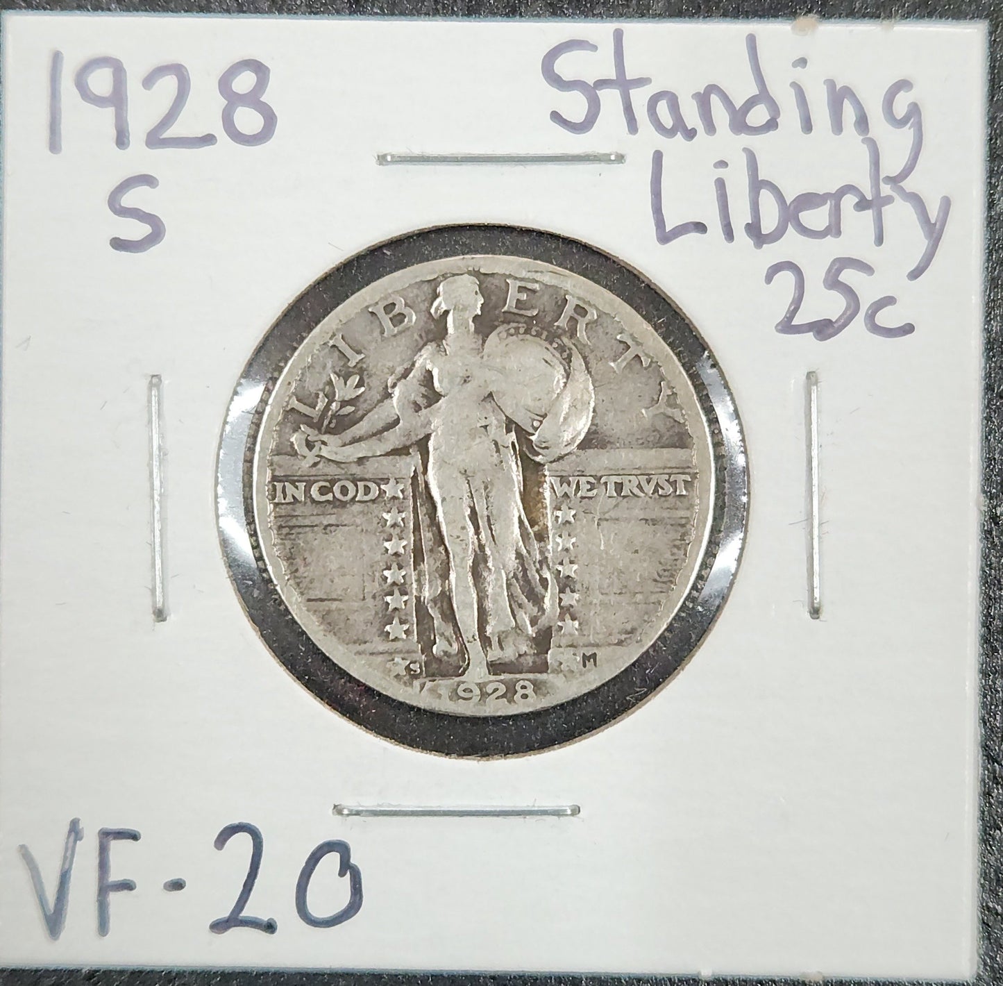 1928 S Standing Liberty Quater VF-20 5601.20-A — Obverse