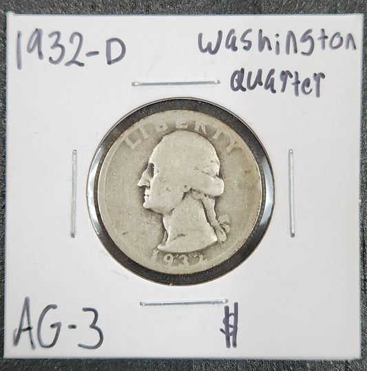1932 D Washington Quarter AG-3 5646.3-A — Obverse