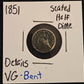 1851 Seated Liberty Half Dime VG-Details Bent 3776.6-A — Obverse