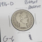 1916 D Barber Quater G-6 5461.6-A — Obverse