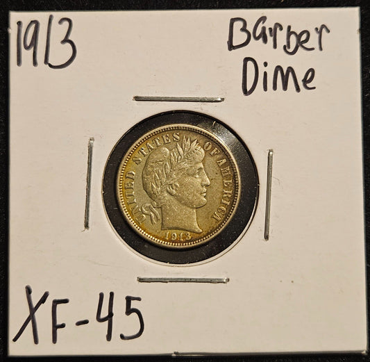 1913 Barber Dime XF-45 4342.45-A — Obverse