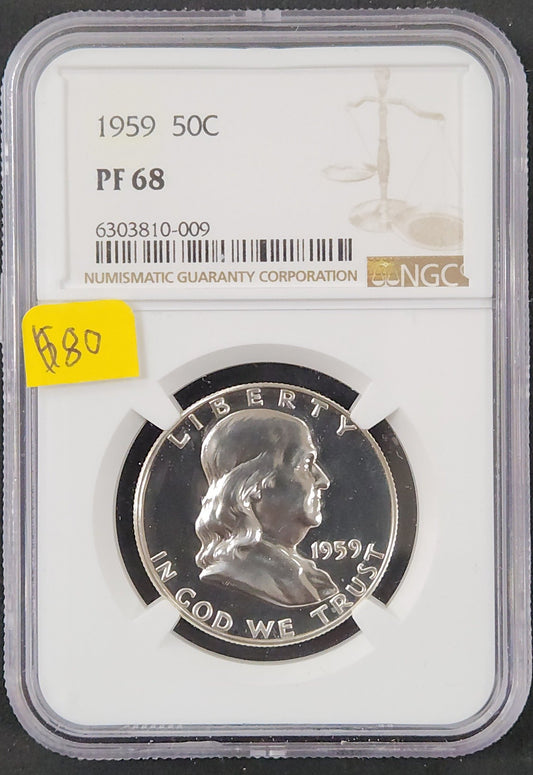 1959 Franklin Half Proof 68 6891.68-01670068006303810009 — Obverse