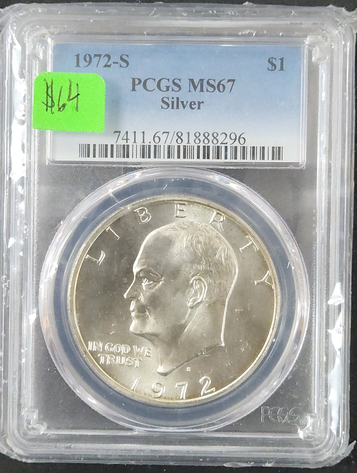 1972 S Eisenhower Dollar Silver MS67 PCGS 7926.67-0000074110067081888296 — Obverse