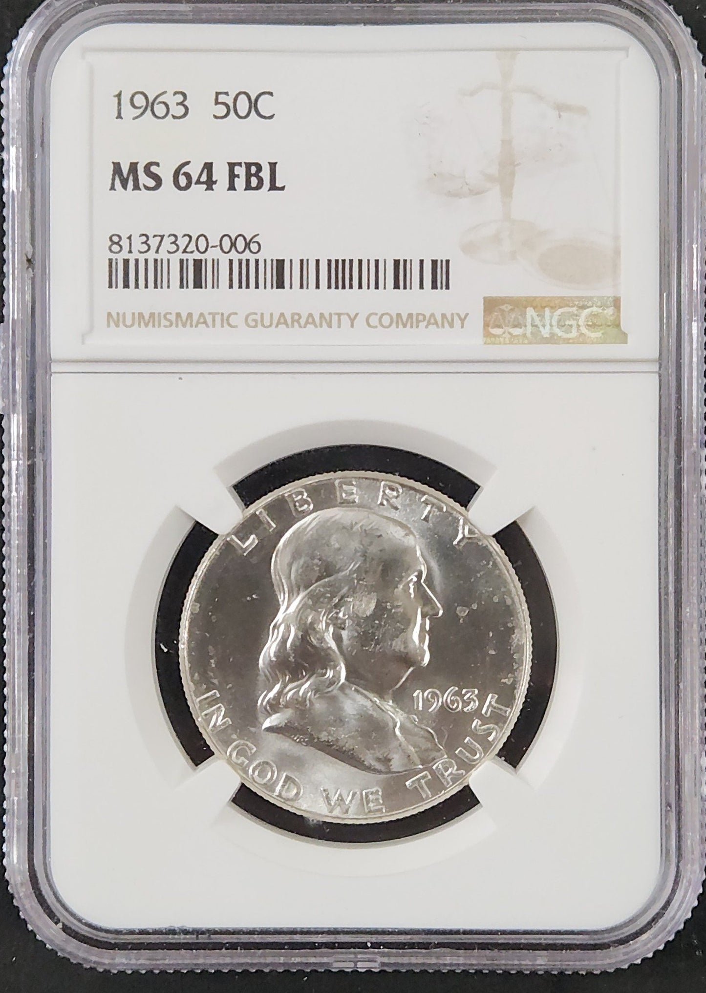 1963 Franklin Half Full Bell Lines MS64 6819.64-02668464008137320006 — Obverse