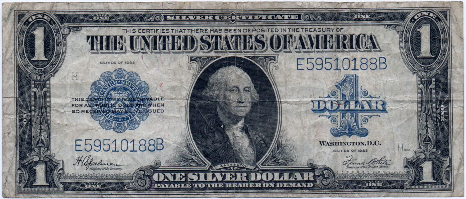 1923 $1 Silver Certificate Fr. 237 Large Size Currency – Speelman–White JSBU — Obverse