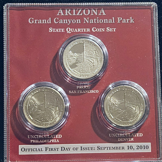 2010 P-D-S Arizona Grand Canyon America The Beautiful State Quarter Set QAC9 — Obverse