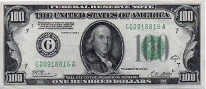 1928A $100 Federal Reserve Note Fr. 2151-G Choice Uncirculated – Chicago District Y4ER — Obverse