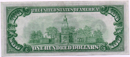 1928A $100 Federal Reserve Note Fr. 2151-G Choice Uncirculated – Chicago District Y4ER — Reverse