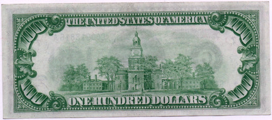 1928A $100 Federal Reserve Note Fr. 2151-G Choice Uncirculated – Chicago District Y4ER — Reverse