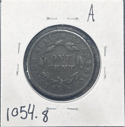 1839 Coronet Head Cent Booby Head 1054.8-A — Reverse
