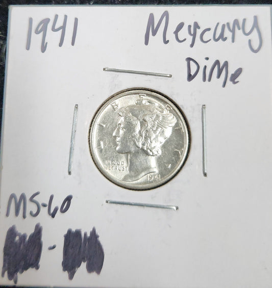 1941 Mercury Dime MS-60 4513.60-A — Obverse