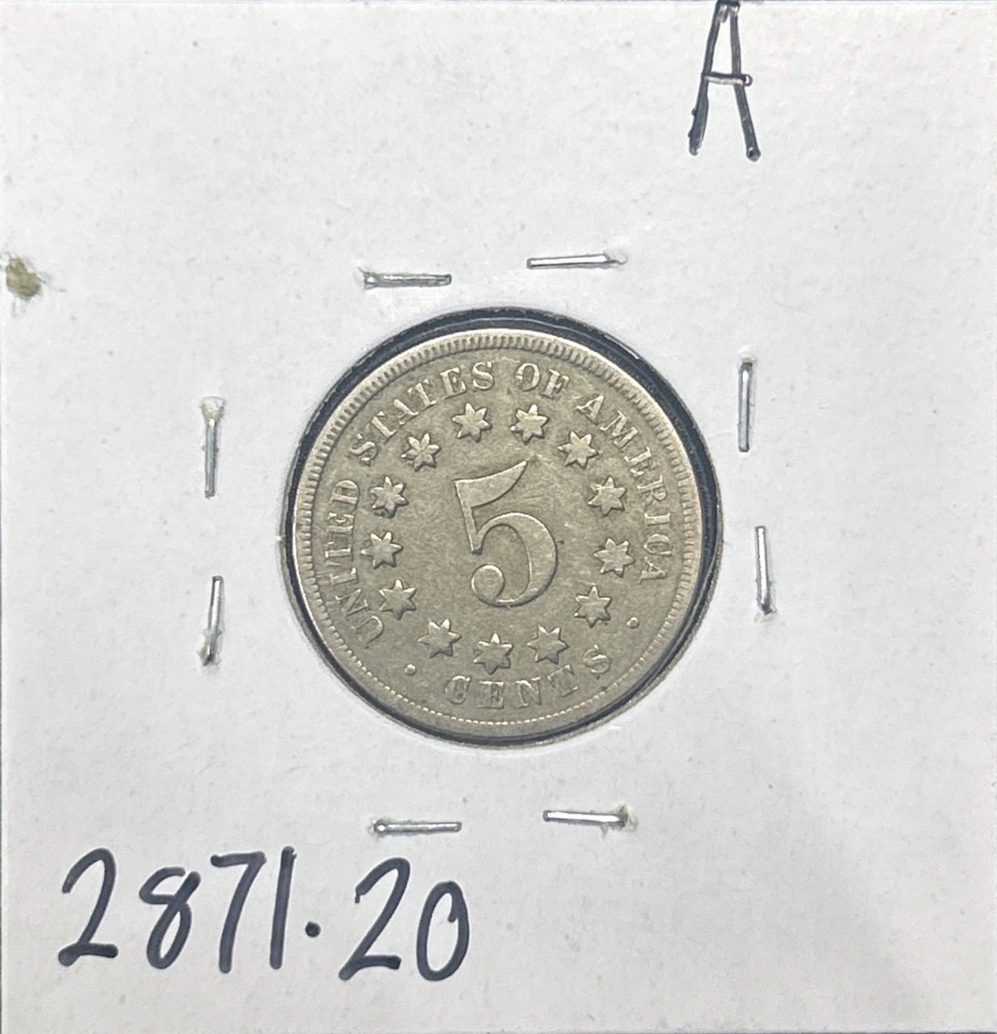 1868 Shield Nickel 2871.20-A — Reverse