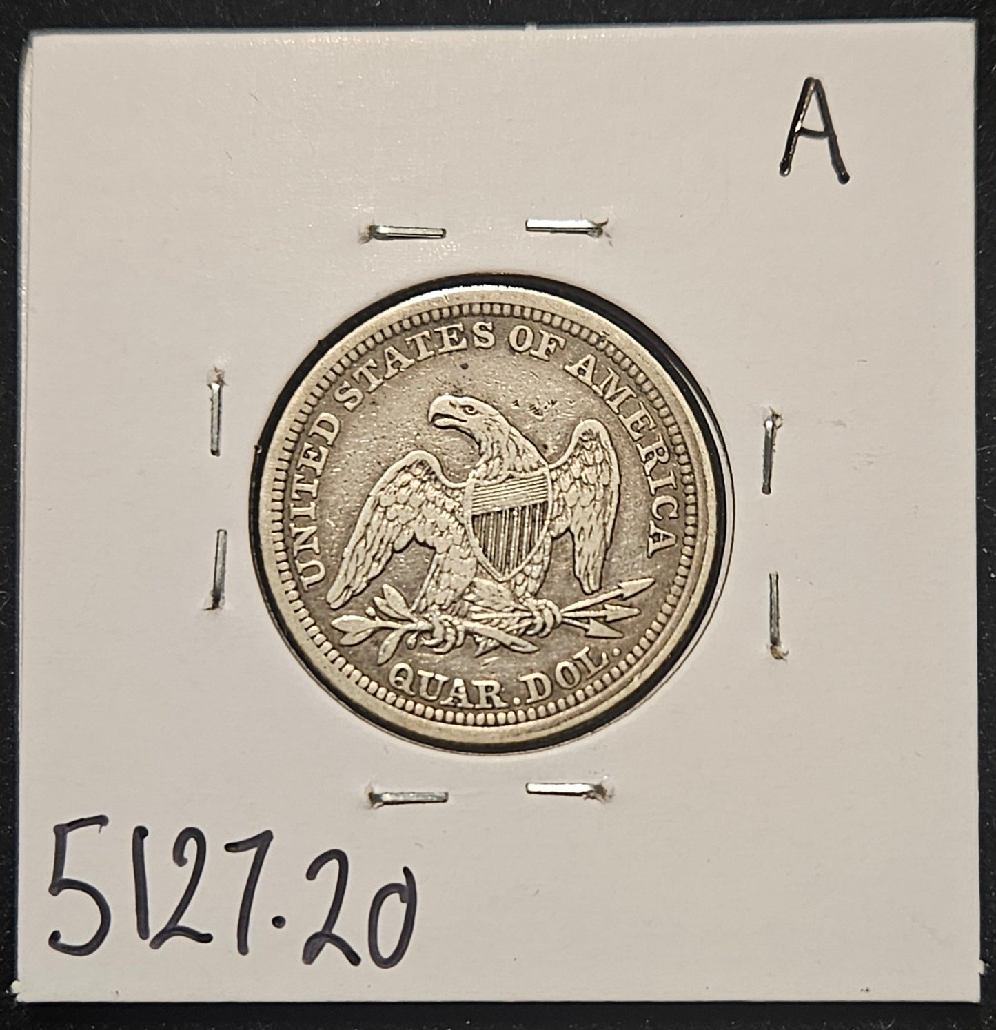 1856 Seated Liberty Quarter VF-20 5127.20-A — Reverse