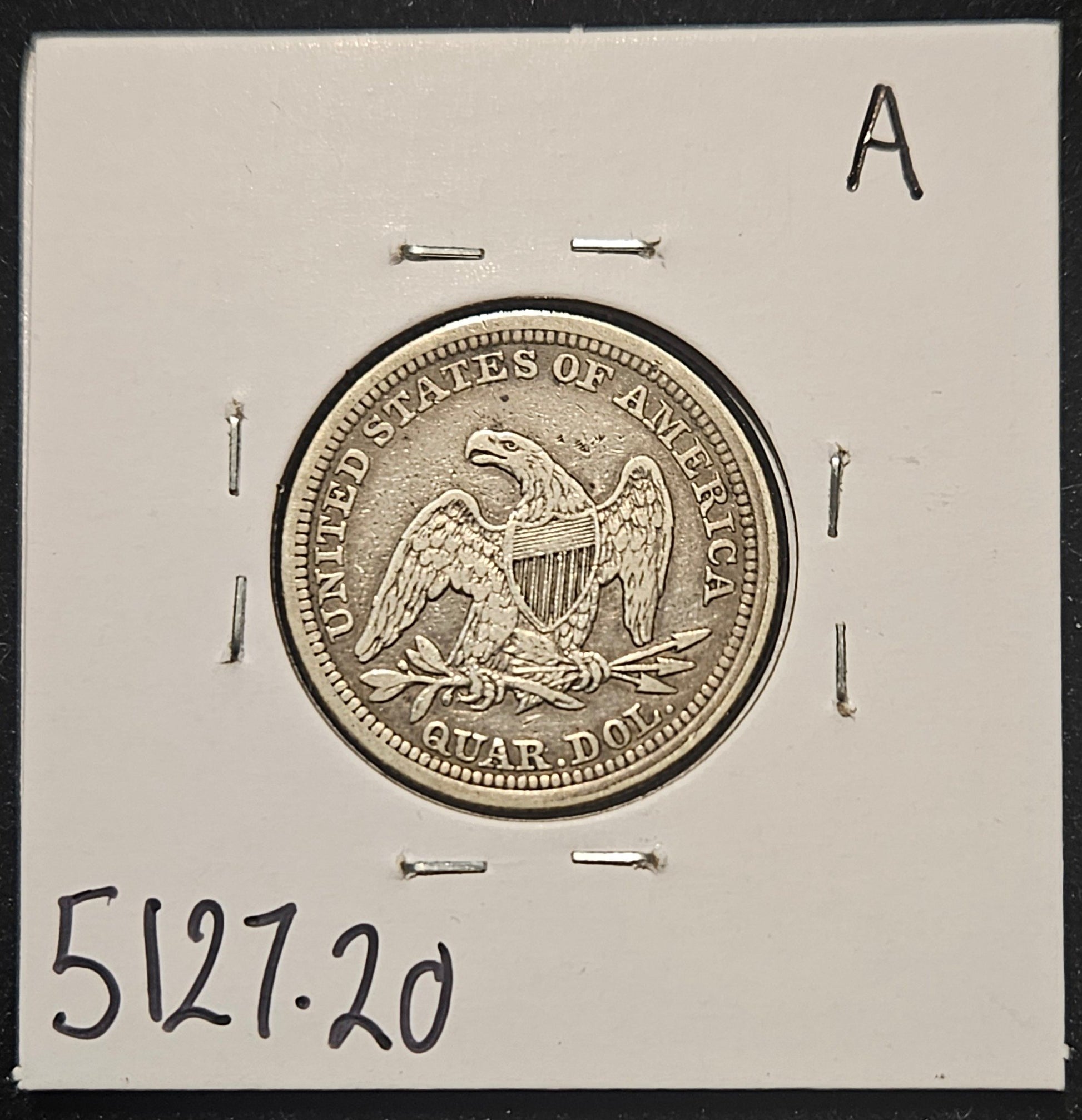 1856 Seated Liberty Quarter VF-20 5127.20-A — Reverse