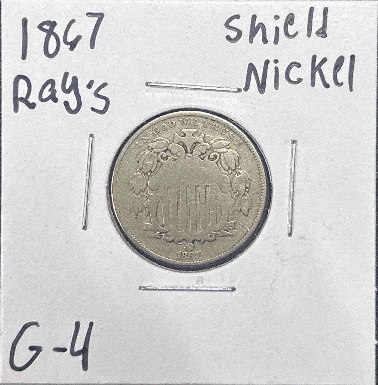 1867 Shield Nickel Rays 2869.4-B — Obverse