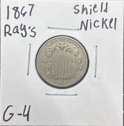 1867 Shield Nickel Rays 2869.4-B — Obverse