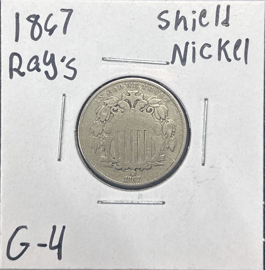 1867 Shield Nickel Rays 2869.4-B — Obverse