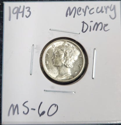 1943 Mercury Dime MS-60 4517.60-A — Obverse