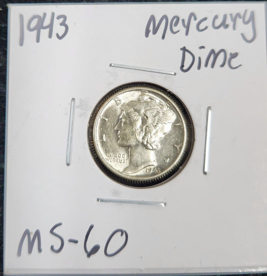 1943 Mercury Dime MS-60 4517.60-A — Obverse