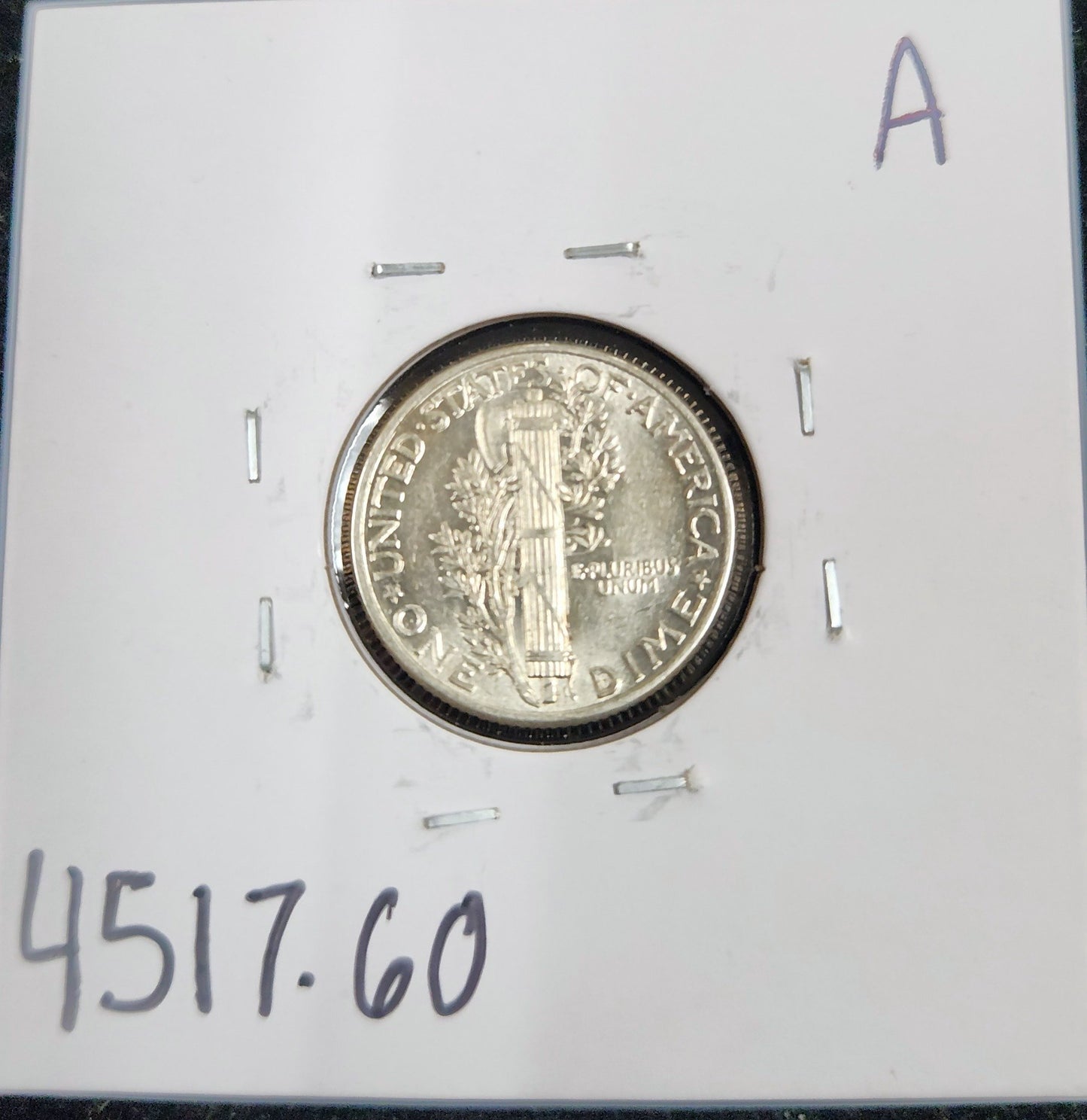 1943 Mercury Dime MS-60 4517.60-A — Reverse