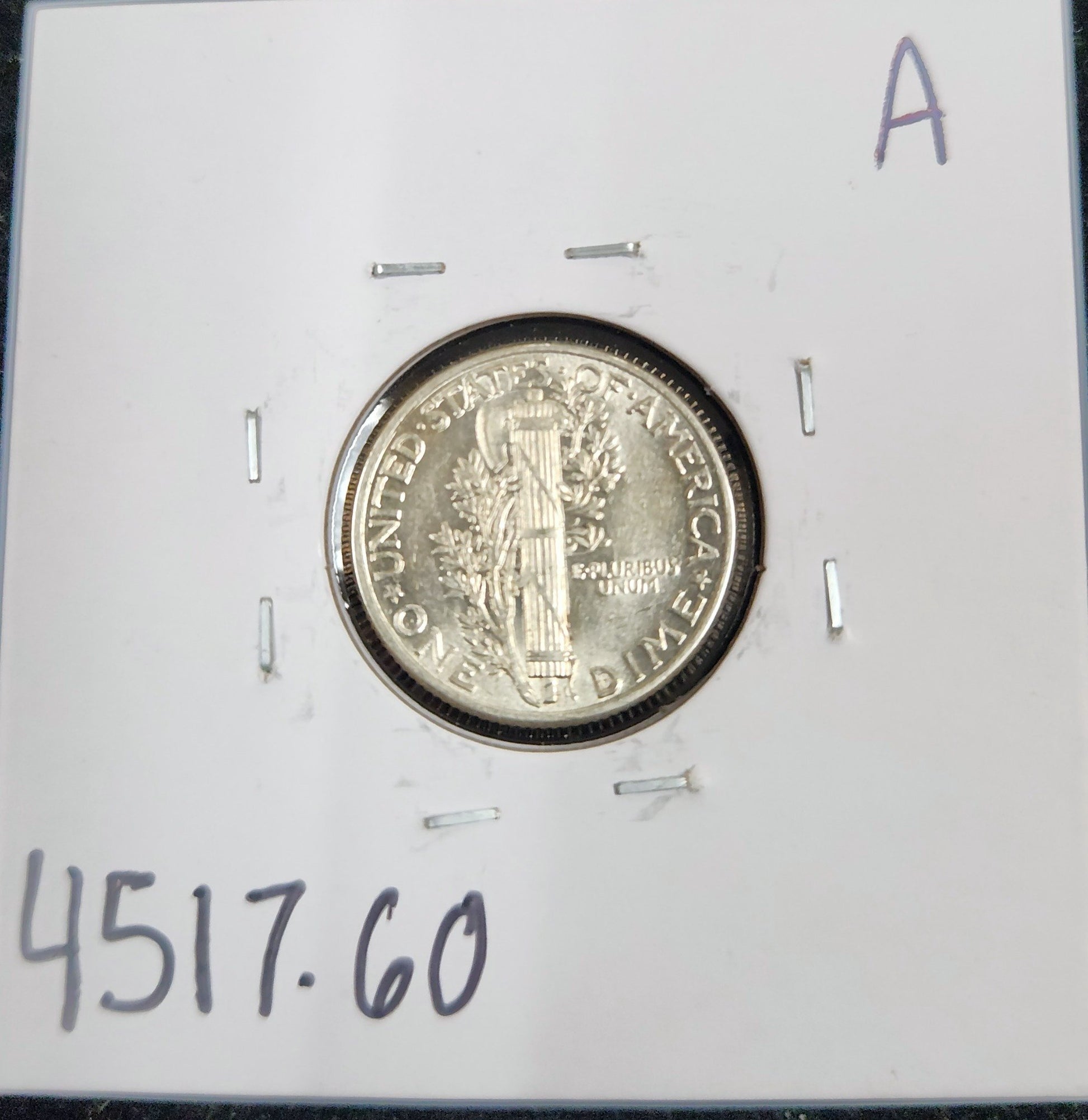 1943 Mercury Dime MS-60 4517.60-A — Reverse