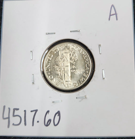 1943 Mercury Dime MS-60 4517.60-A — Reverse