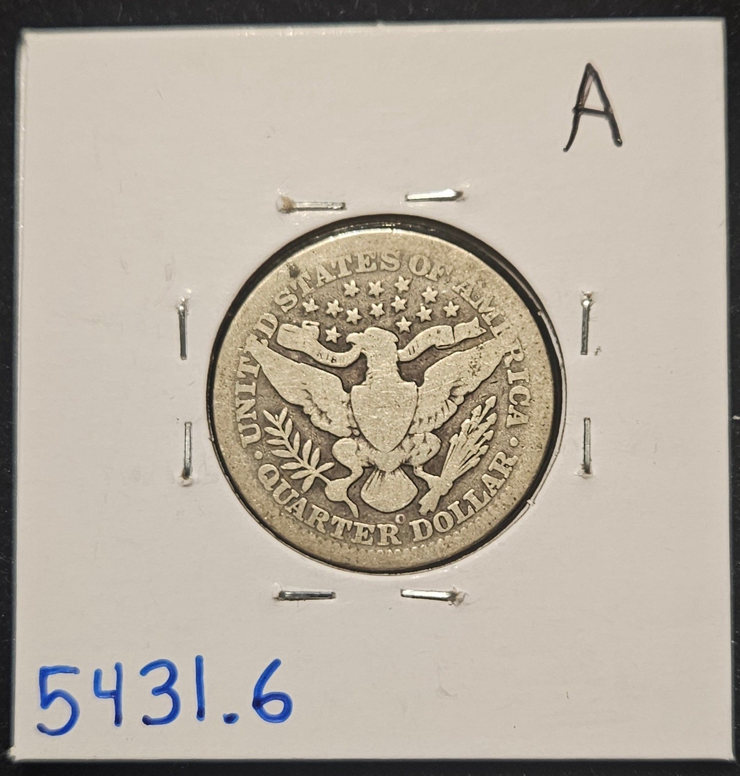 1901-O Barber Quarter G-6 5431.6-A — Reverse