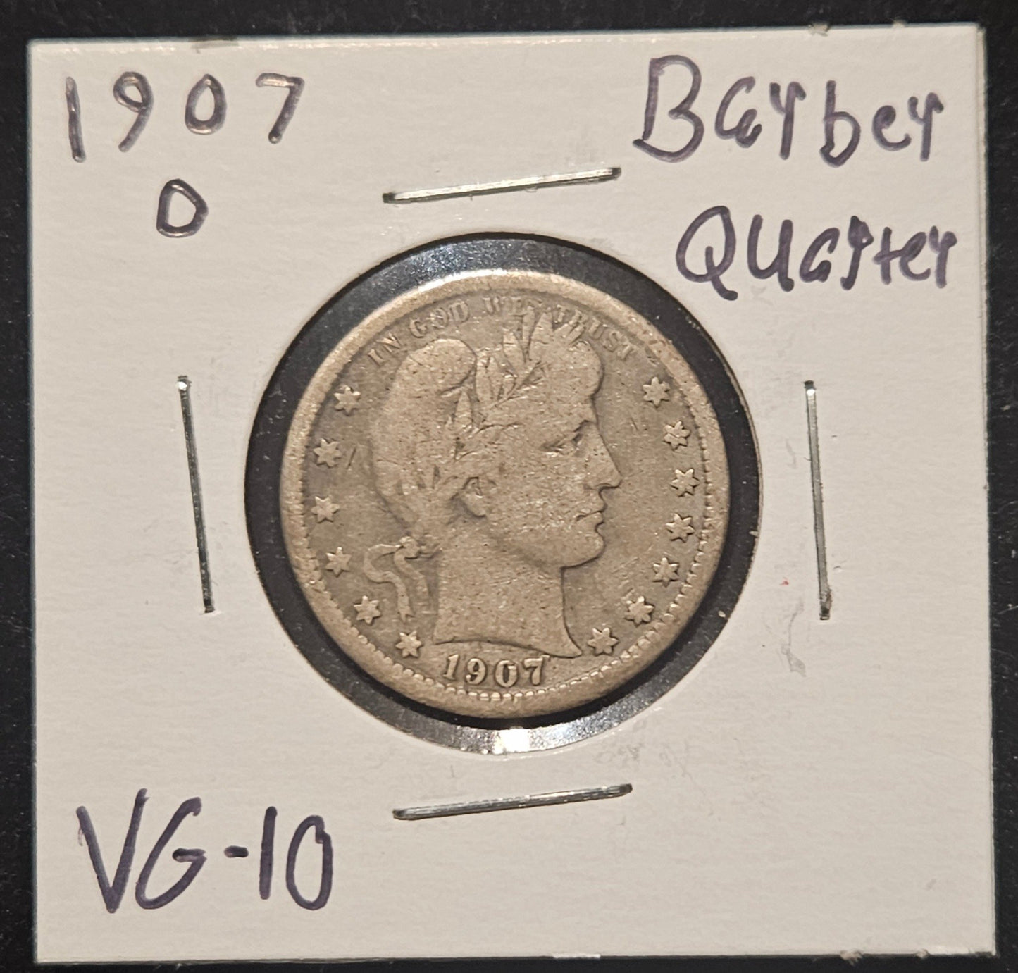 1907-O Barber Quarter VG-10 5443.10-A — Obverse