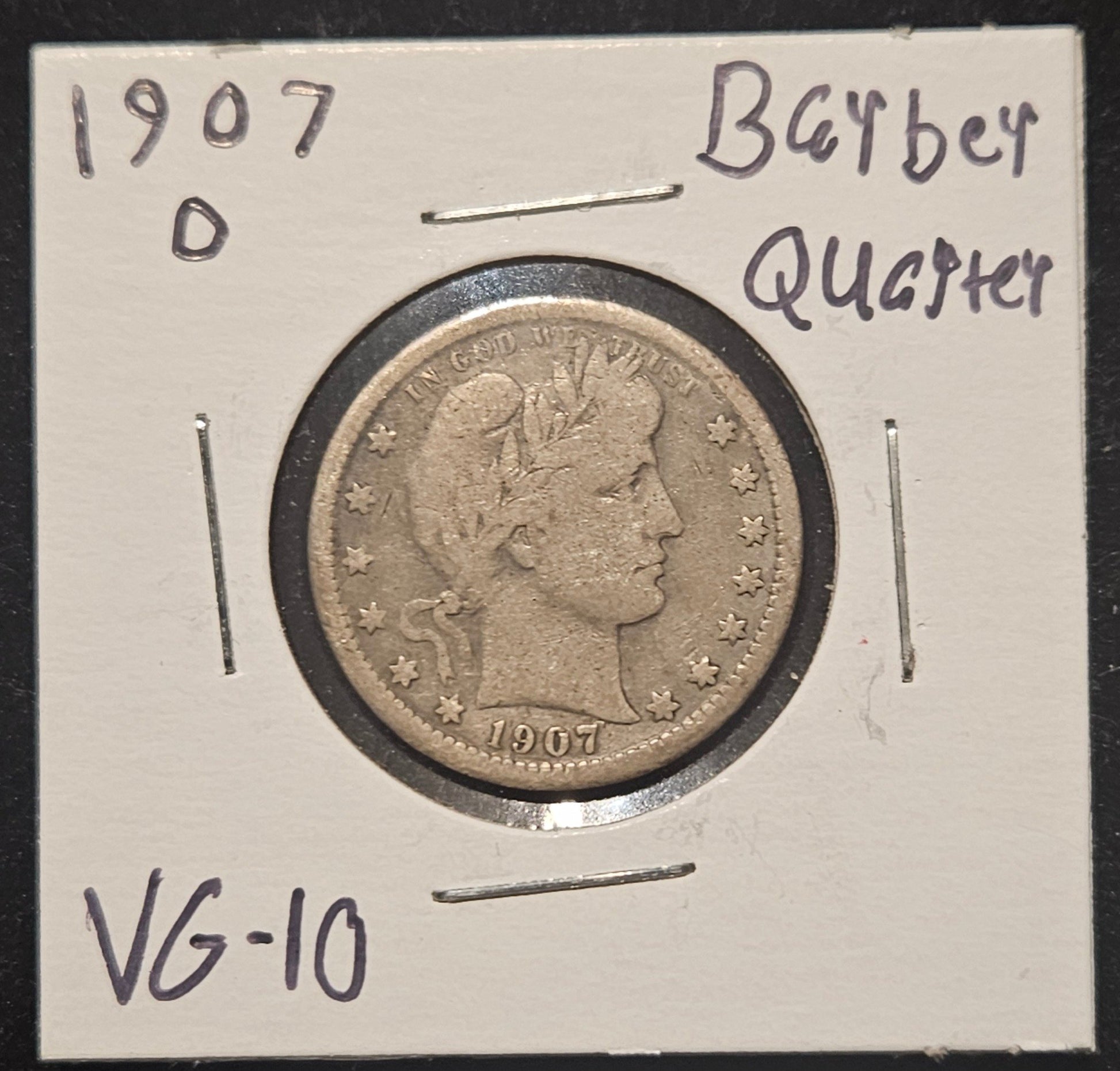 1907-O Barber Quarter VG-10 5443.10-A — Obverse