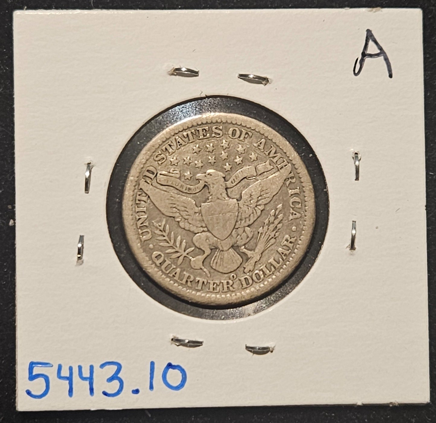 1907-O Barber Quarter VG-10 5443.10-A — Reverse