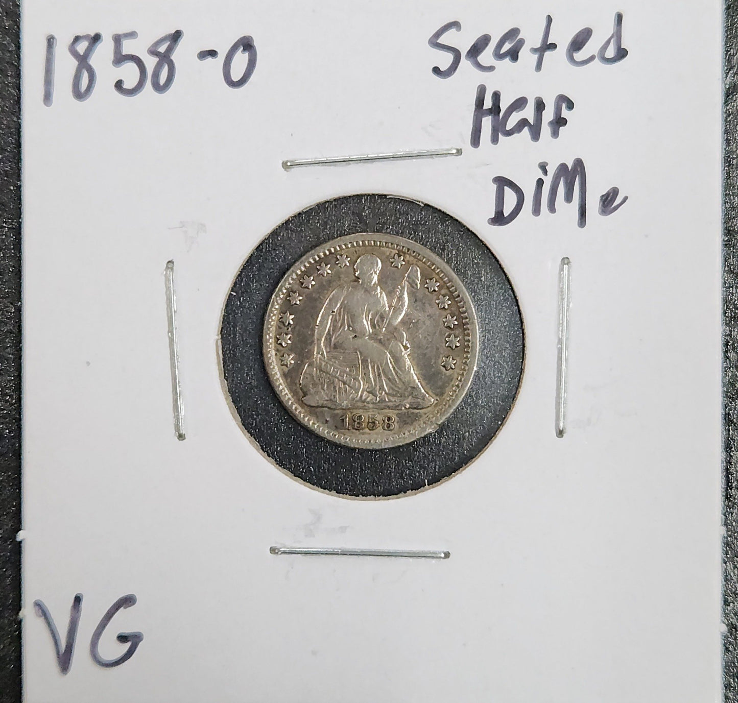 1858-O Seated Half Dime VG 3822.D10-A — Obverse