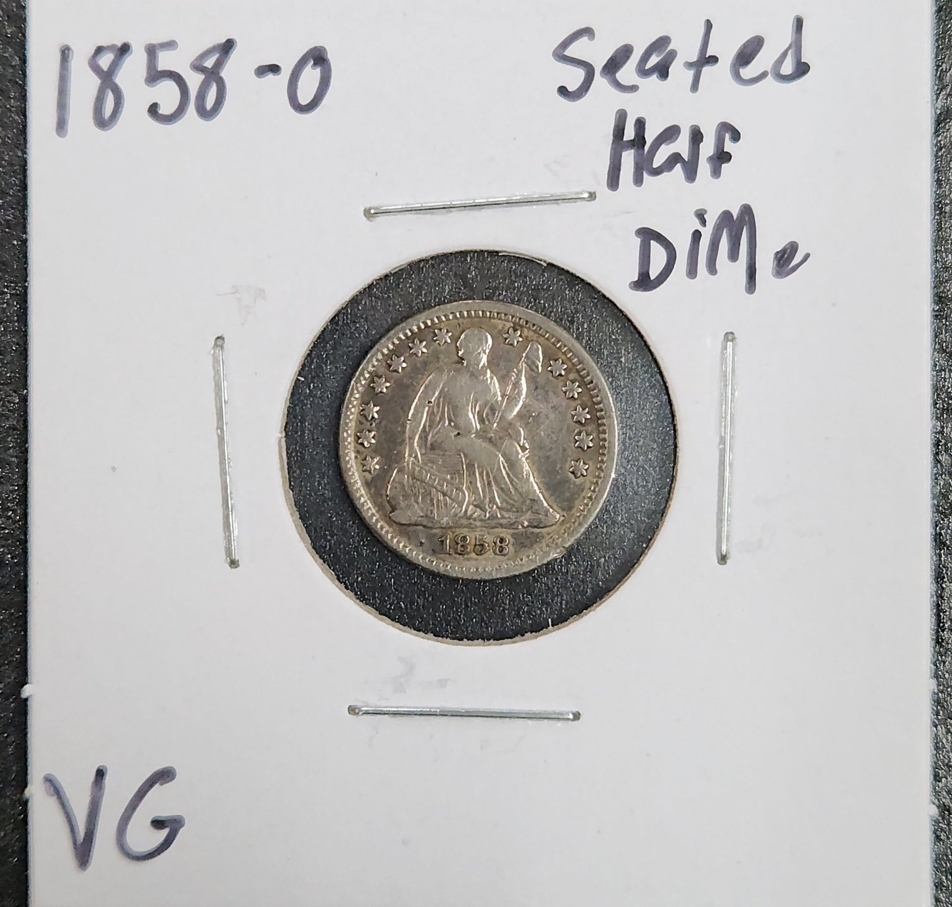 1858-O Seated Half Dime VG 3822.D10-A — Obverse