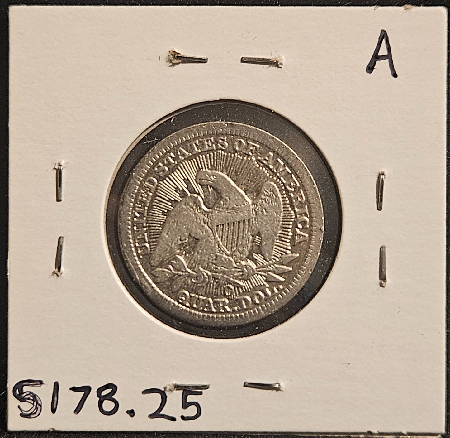 1853-O Seated Liberty Quarter VF Cleaned 5178.25-A — Reverse